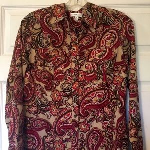 Croft & Barrow Polyester Button Down Shirt Paisley